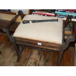 Edwardian piano stool with sheet music, and a recorder