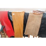 Six pairs of leather & suede trousers and a leather sporran