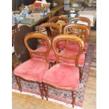 Set of six Victorian balloon back dining chairs