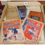 Assorted ephemera including 1922 Boys Magazines, maps, cigarette cards etc