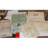 Old American & other Railway Share Certificates, and interesting correspondence relating to