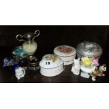 Assorted small china boxes, and other ornaments