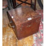 Old mahogany box with brass handles & contents