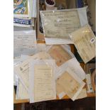 Collection of old deeds, receipts & business letters