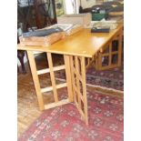 Designer lightwood gateleg office desk/table with fold-over top and two drawers