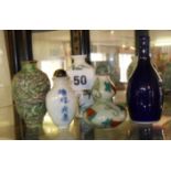 Five various Chinese porcelain snuff bottles