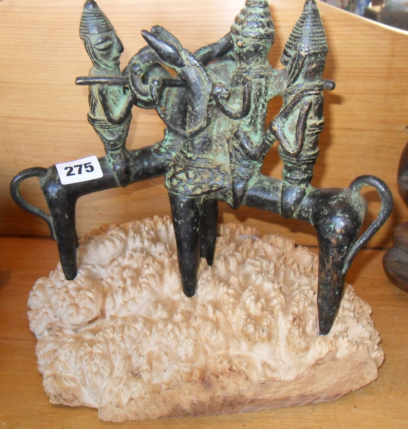 Tribal Art - pair of bronze Dogon horse & warrior figures