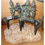 Tribal Art - pair of bronze Dogon horse & warrior figures