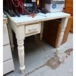 Pine kitchen work table on turned legs