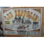 Original Led Zeppelin poster for the Earls Court performance in 1975 & then British Tour, 35" x 25",