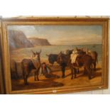 William Elstob Marshall (act. 1859-1892), oil on canvas of boy on beach with donkeys (possibly