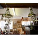 Pair of chandeliers (some glass drops missing)
