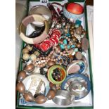 Tray of assorted costume necklaces & bangles etc