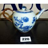 Small blue & white Chinese porcelain teapot with repaired handle