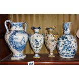 Four various Delft vases (A/F)