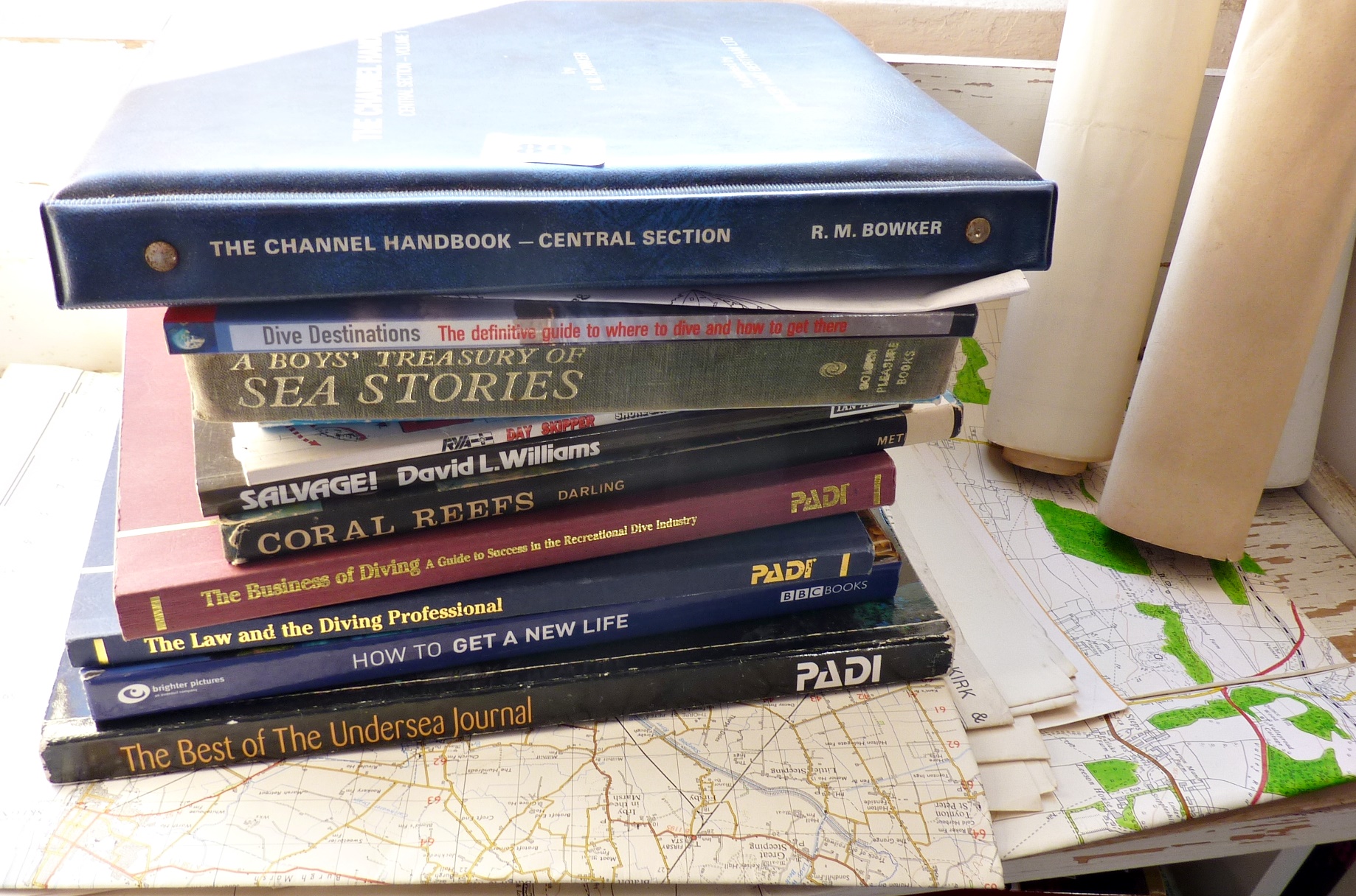 Assorted charts & maps, books relating to diving, together with some assorted modern Classics, and - Image 2 of 2