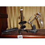 Junior microscope "octopus", a watchmaker's clamp/vice etc.