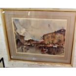 Signed William Russell Flint print of "Le Quatorze Juillet", blind stamp, 18" x 24" image