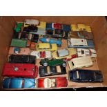 Diecast collection of twenty-four various Dinky cars and a Wee-Kin toy saloon car, no tyres