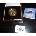 Cased Britannia Gold Proof 2001 £25 coin with COA (Limited Edition)