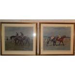 Pair of colour horse racing prints by L. Sandys Lumsdaine (1936), limited editions signed in