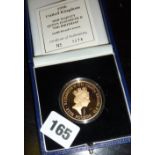 Gold Proof Crown commemorating the Queen's 70th birthday 1996, in case with COA