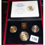 Three Coin Gold Proof Sovereign Collection - a limited edition cased set from 1996