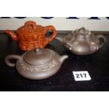 Three Chinese Yixing teapots