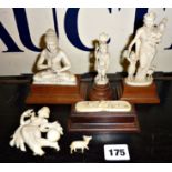 Various antique carved Indian deities some A/F