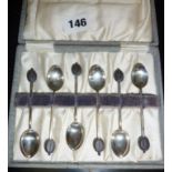 Silver hallmarked coffee bean spoons, 1922 Sheffield John Round & Son