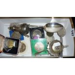Assorted coins and silver-plated items