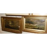 Pair of Victorian marine oils in gilt frames