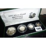 1997 Silver Proof Britannia Collection of 4 coins in case with COA