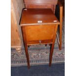 Small mahogany sewing table with drawer on square legs