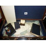 Leather case containing Masonic Apron and other regalia including 1927 silver and enamel Steward