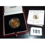 1996 Gold Proof Sovereign with COA
