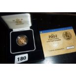 2002 United Kingdom Gold Proof Sovereign with case and COA