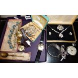 Silver and costume jewellery including watches with silver bangle and crucifix etc.