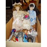 Box of vintage 1980's dolls including Barbie & Action Man figures