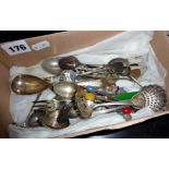 Assorted silver plate and enamel cutlery