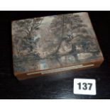 Small 19th c. oil painting on wood block attributed to Annie Ward