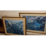 Pair of colour prints of Polperro, Cornwall by Tom Morten (1905-1981)