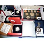 Collection of cased Royal Mint Silver-Proof coins with relevant paperwork