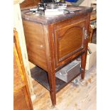Edwardian inlaid mahogany cupboard with inset marble top