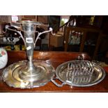 Silver centrepiece, hallmarked Birmingham 1925 (14.9 troy ozs), together with three silver plate