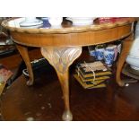 Walnut coffee table, and eight yew wood veneered photo frames