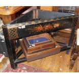 19th c. corner cupboard base, ebonised with gilt decoration