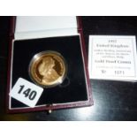 Limited edition Gold Proof Crown commemorating the Queen & Prince Philip's Golden Wedding