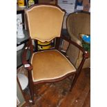 Edwardian ladies elbow chair with upholstered seat & back
