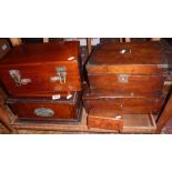 Inlaid mahogany box with drawer, two writing slopes, and two other wooden boxes